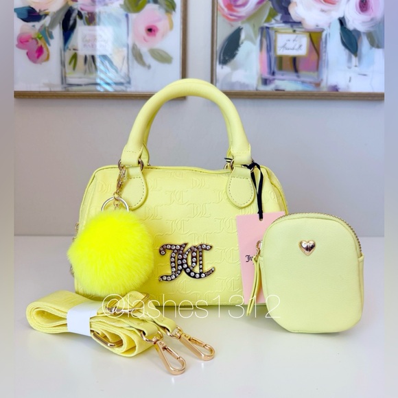 JUICY COUTURE Bag All About That Bling Satchel - Neon Yellow - Picture 1 of 8